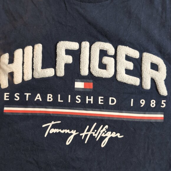 Tommy Hilfiger Men's Navy T-Shirt 3D Embossed Carpet Logo/Graphic Print, Size XS - Picture 3 of 7